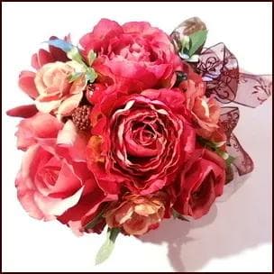 高級造花 アーティフィシャルフラワー 赤いバラブーケ アーティフィシャルフラワー スタイリッシュな真紅カラーブーケ