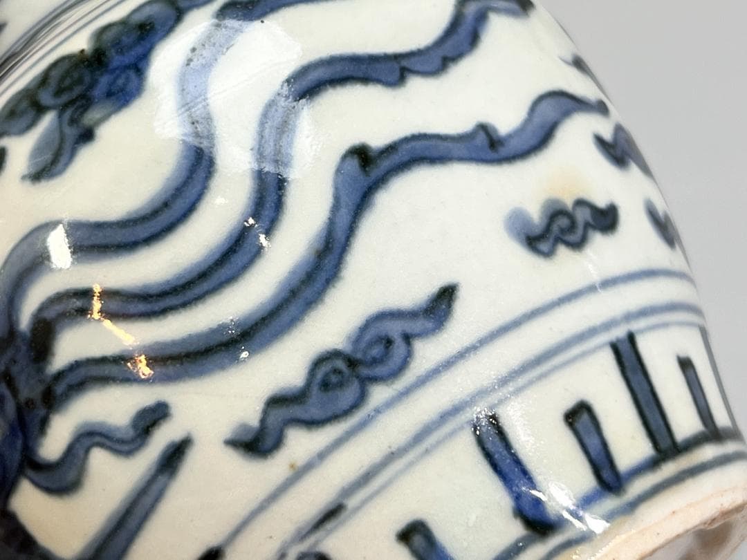 中国美術 青花鳳紋蓋罐 將軍罐 高 14.5cm 明