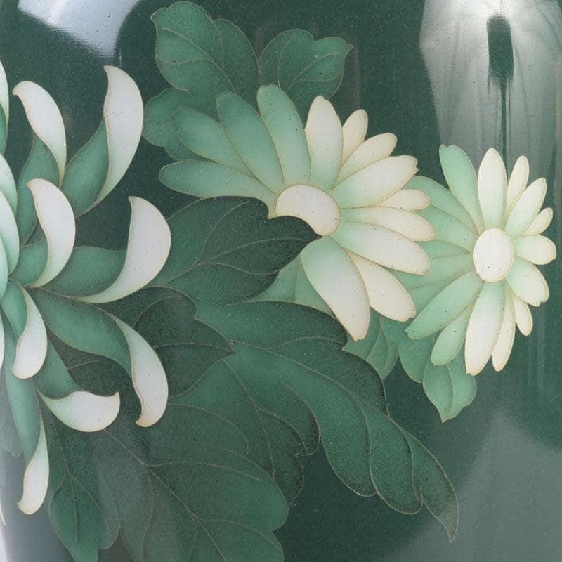 七宝焼 相互七宝謹製 緑釉 花文 花瓶 唐木台付 共箱 V 9837A - メルカリ