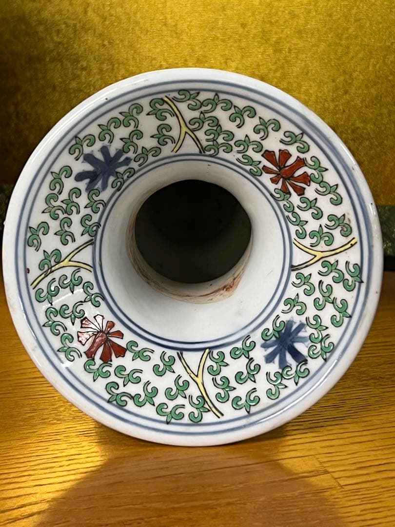 中国古美術 五彩龍紋染付花瓶【大明萬歷年製】在銘F-