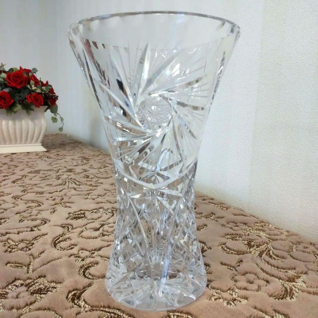 ボヘミアンガラス クリスタル 花瓶 花器 フラワーベース 20㎝ - メルカリ