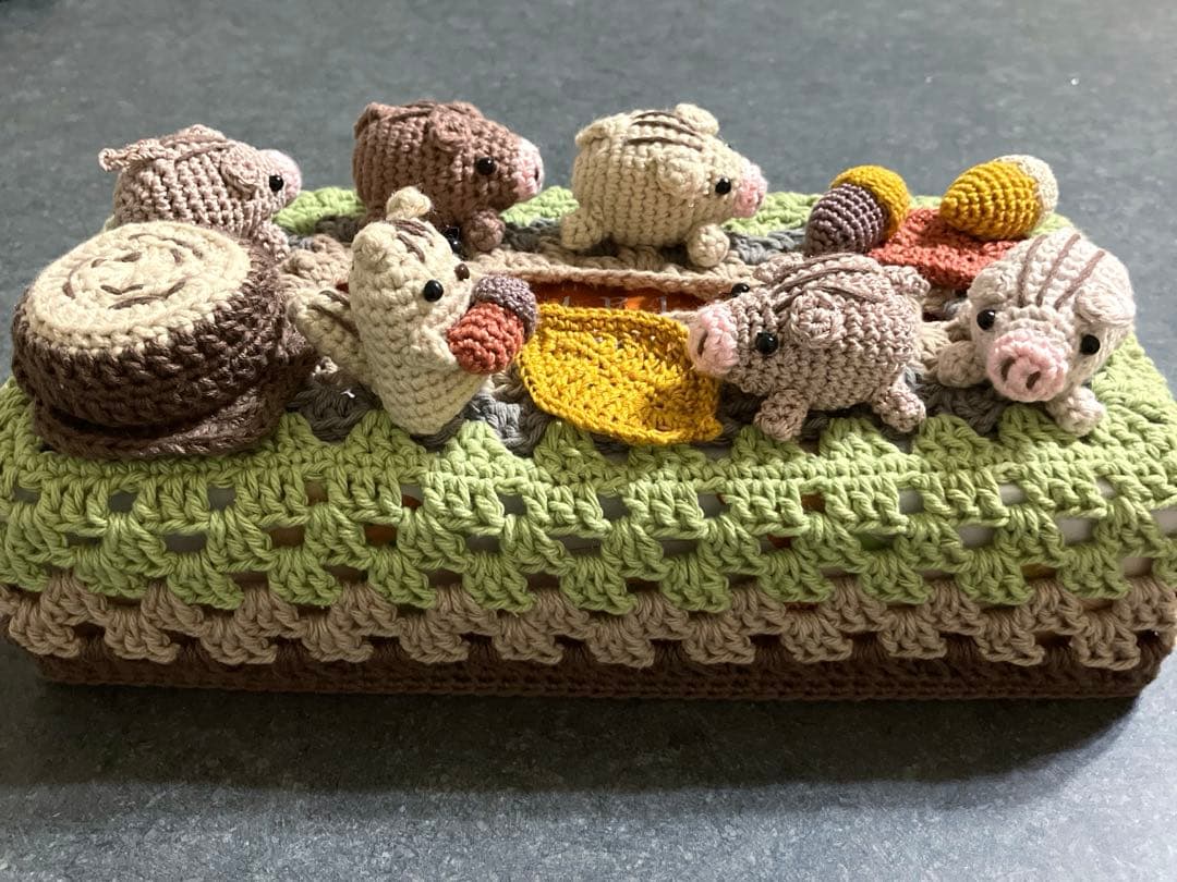 ハンドメイド☆ボックスティッシュカバー☆ティッシュケース☆編み