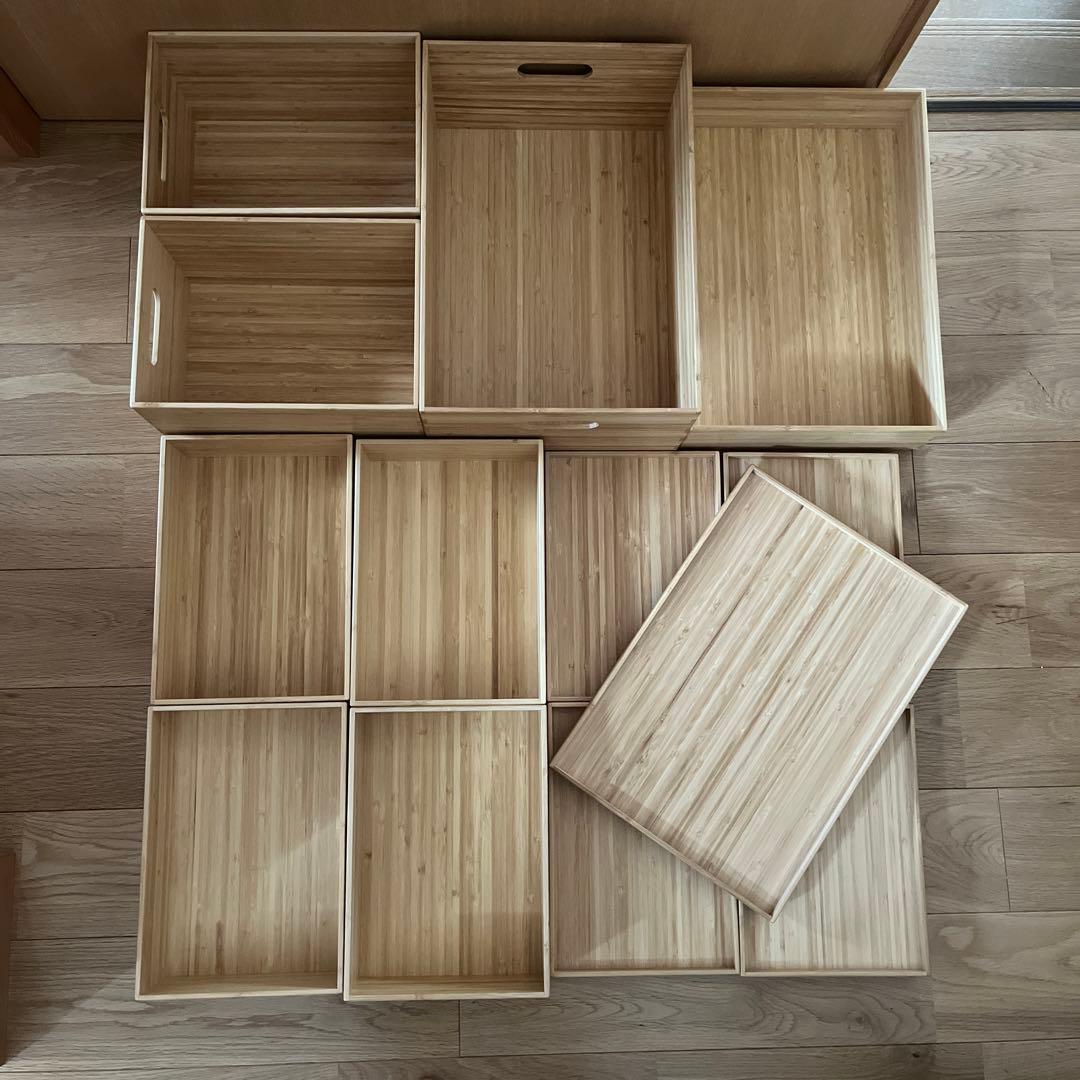 旧品】 MUJI 無印良品 重なる竹材長方形ボックス フタ付 セット - メルカリ