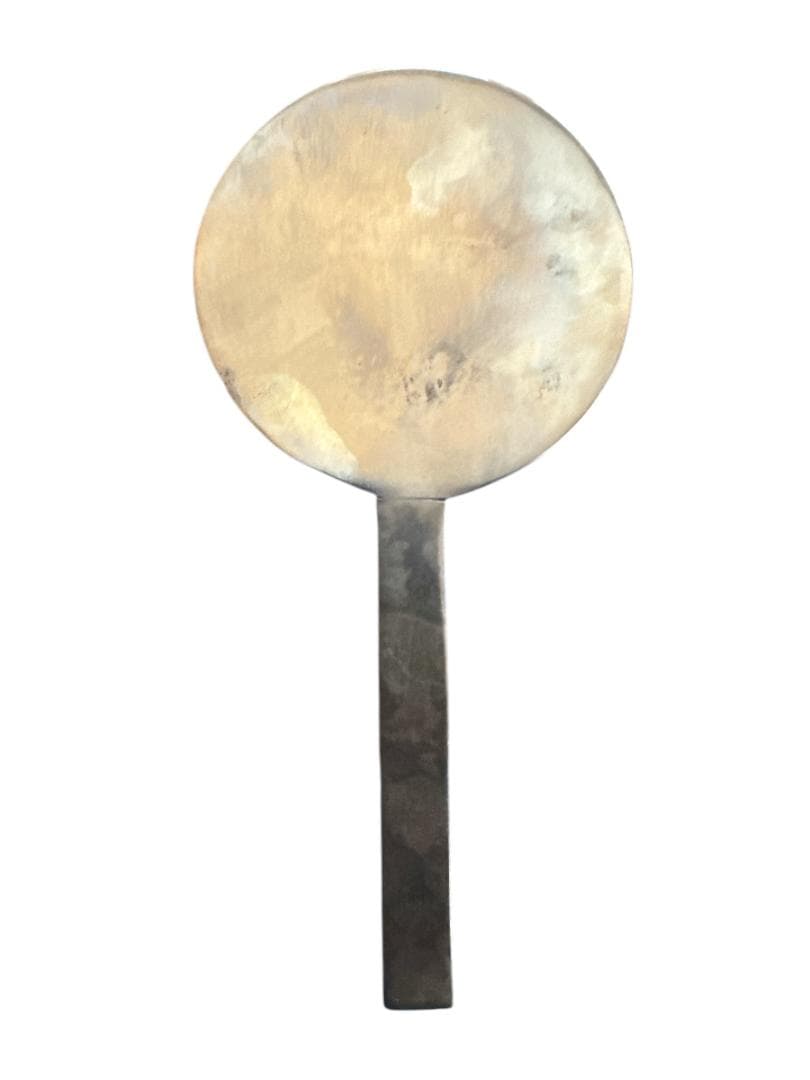 博物館展示品 軍配と竹に雀 藤原光政 江戸時代 和鏡 古鏡