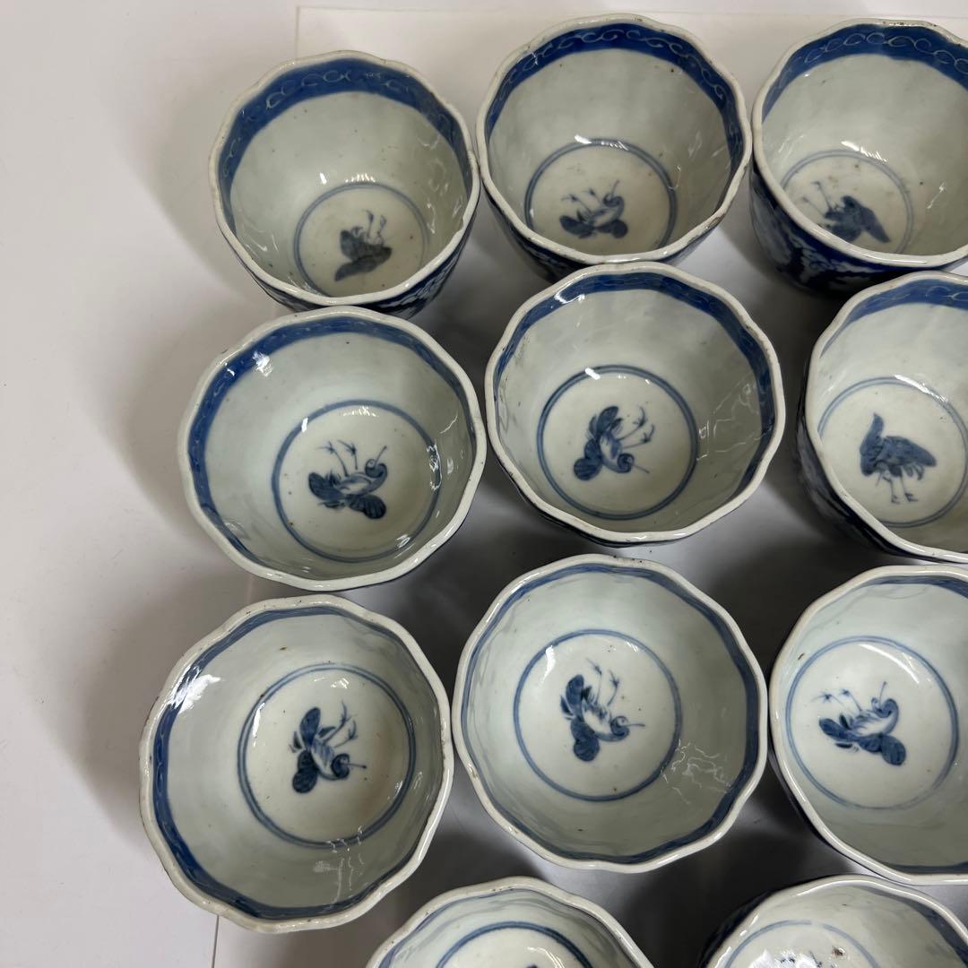 専用古伊万里 染付大猪口17客 木箱口径約8.5㎝ 東Y7-0620⭐︎2Fトヒコ