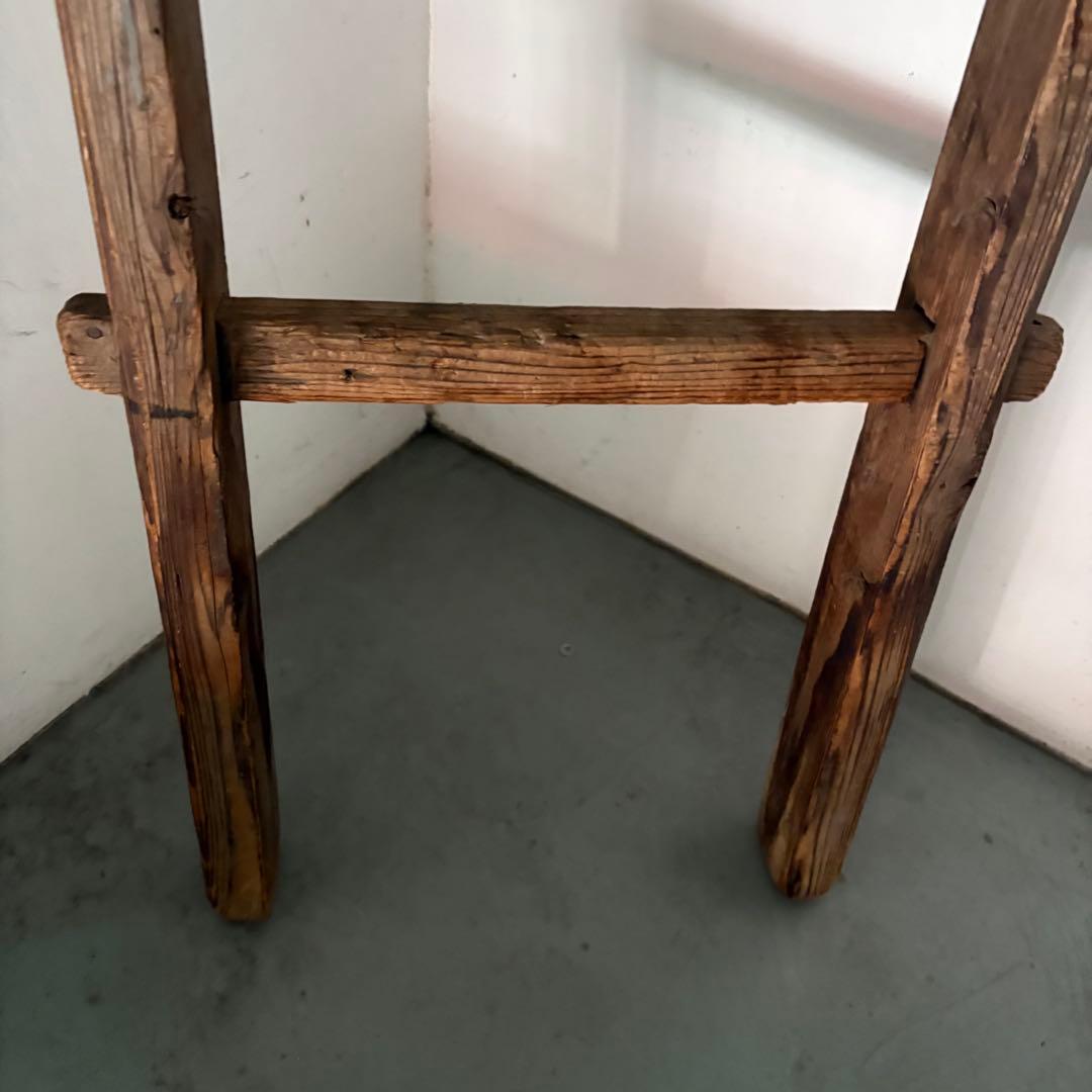 引き取り限定 昭和 レトロ 木製 古い長い梯子 ハシゴ グリーン