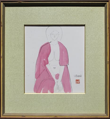 大沢昌助【ガウンの裸婦】 水彩 3号