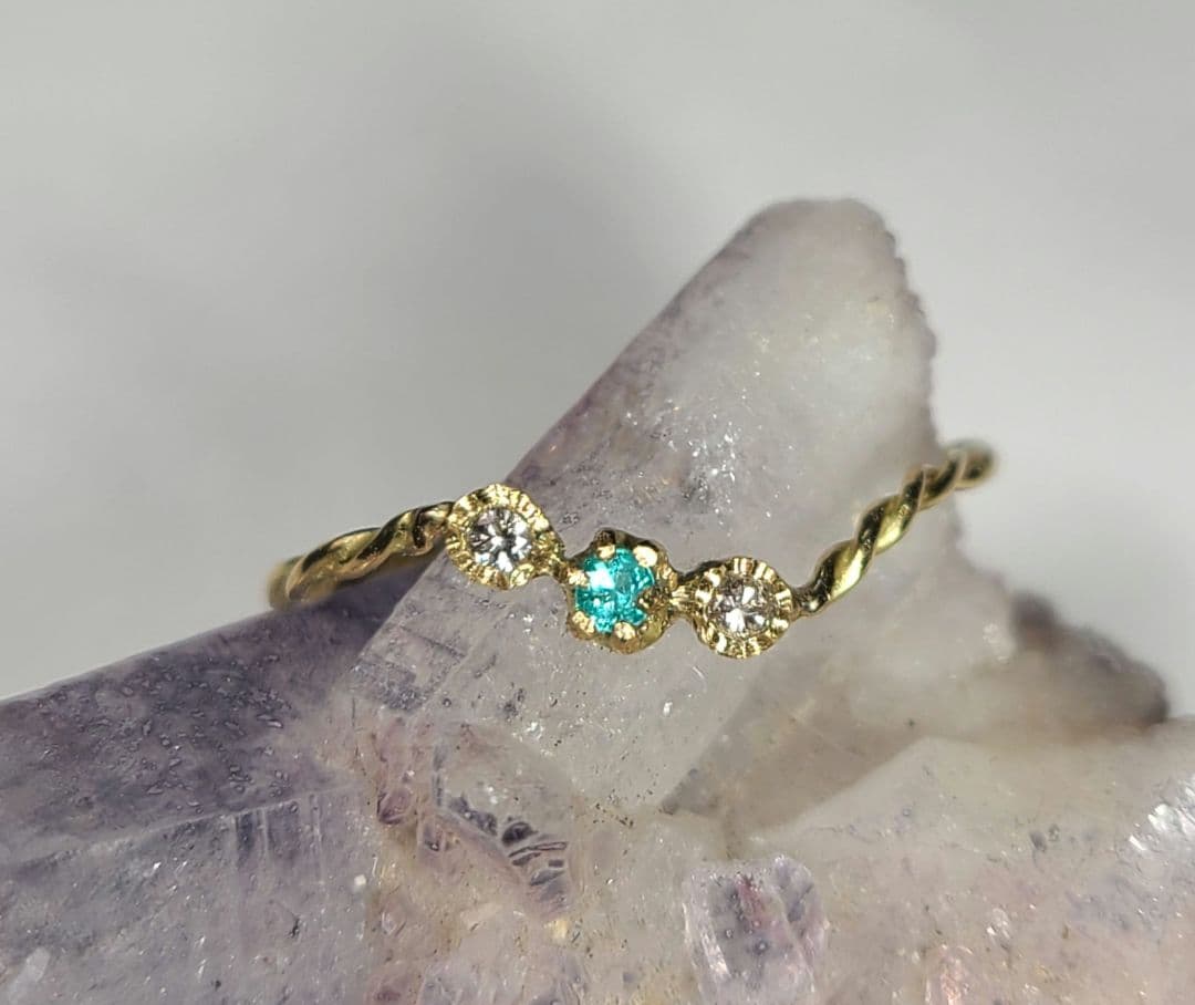 美しき煌めきの共演★バターリャパライバトルマリン&ピンクダイヤモンド18金★ Pt950スピネル パライバトルマリンリング スピネル ミャンマー