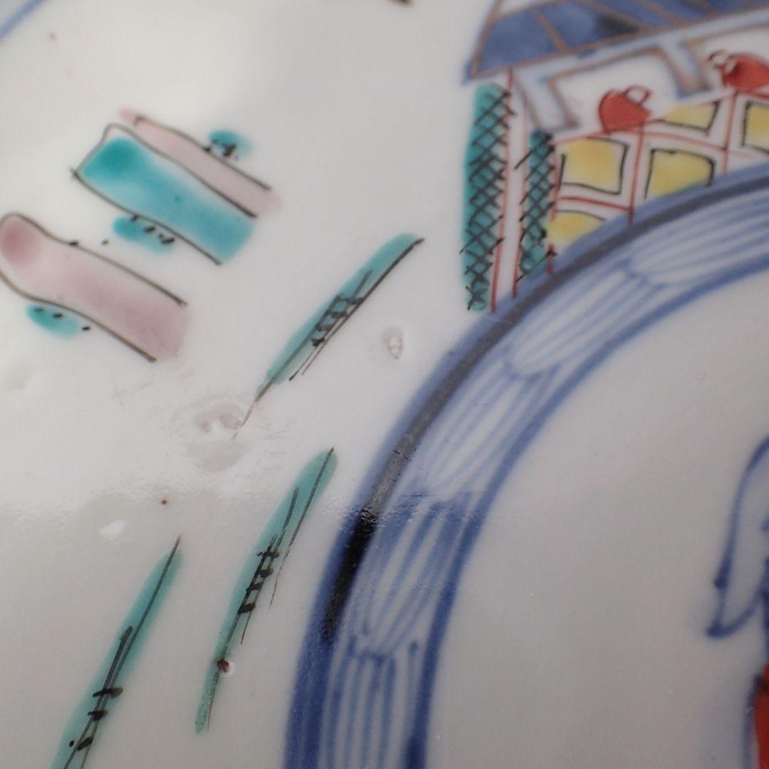 明治 骨董 輪花 リンカ 麒麟 キリン 絵 皿 2枚