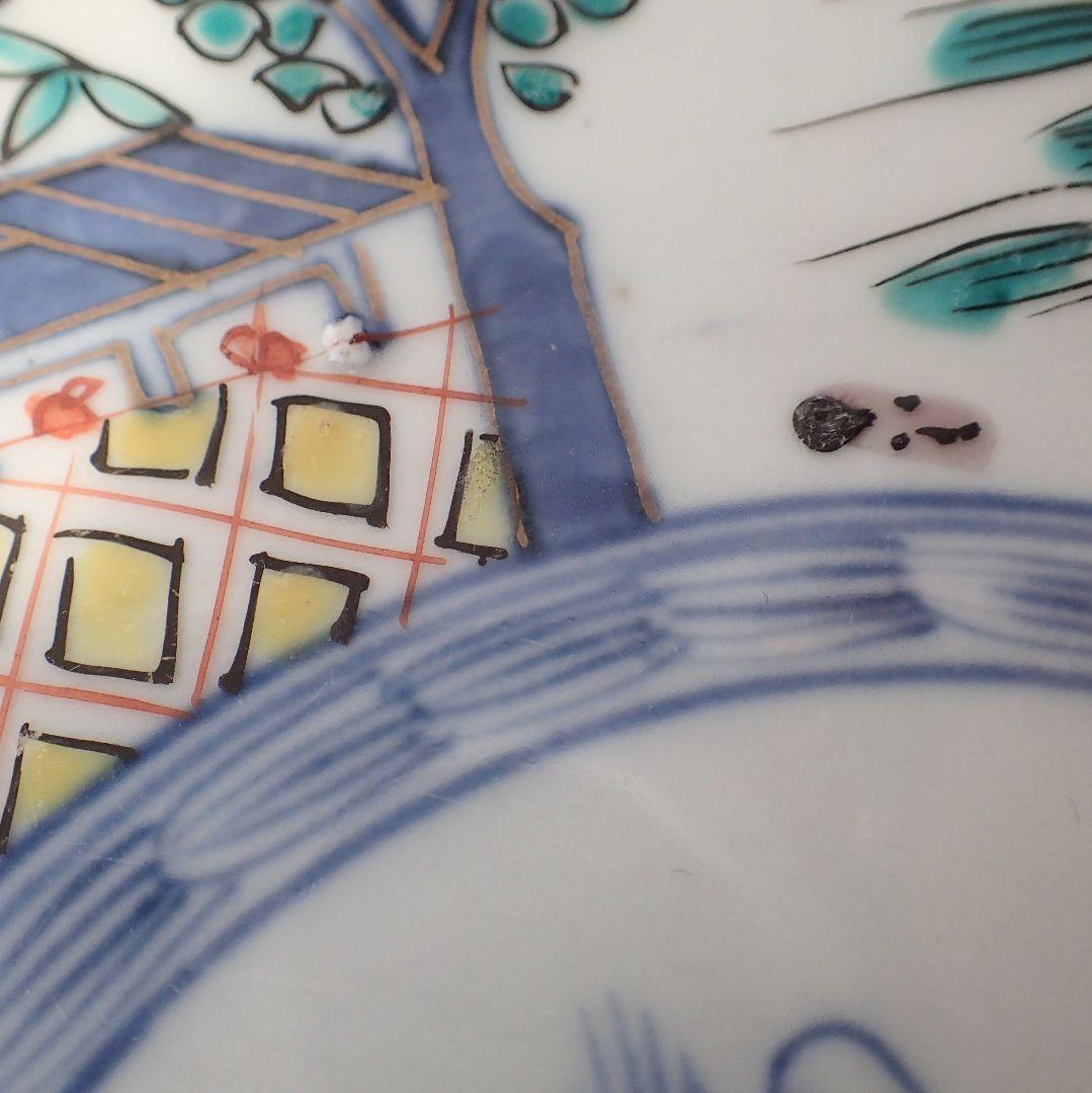 明治 骨董 輪花 リンカ 麒麟 キリン 絵 皿 2枚