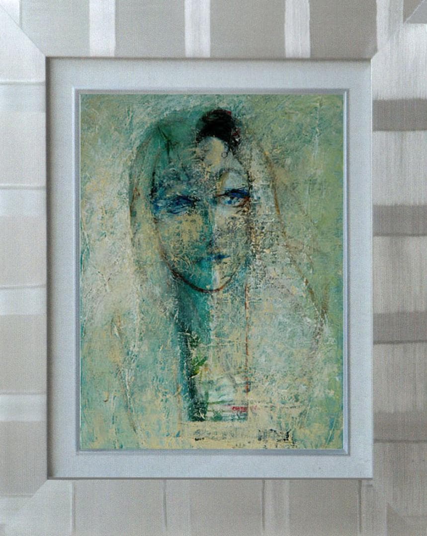 油絵 菅家令子 絵 絵画 インテリア 額付(銀) F4-070112 人物 女性 油絵 菅家令子 絵 絵画 インテリア 額付(銀) F4-070112 人物 女性