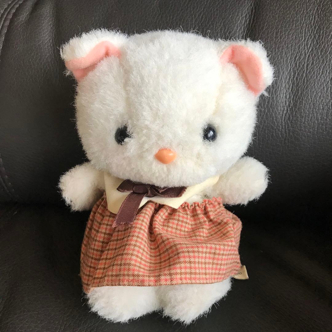 昭和レトロ サンアロー チェックワンピースねこ ぬいぐるみ - メルカリ