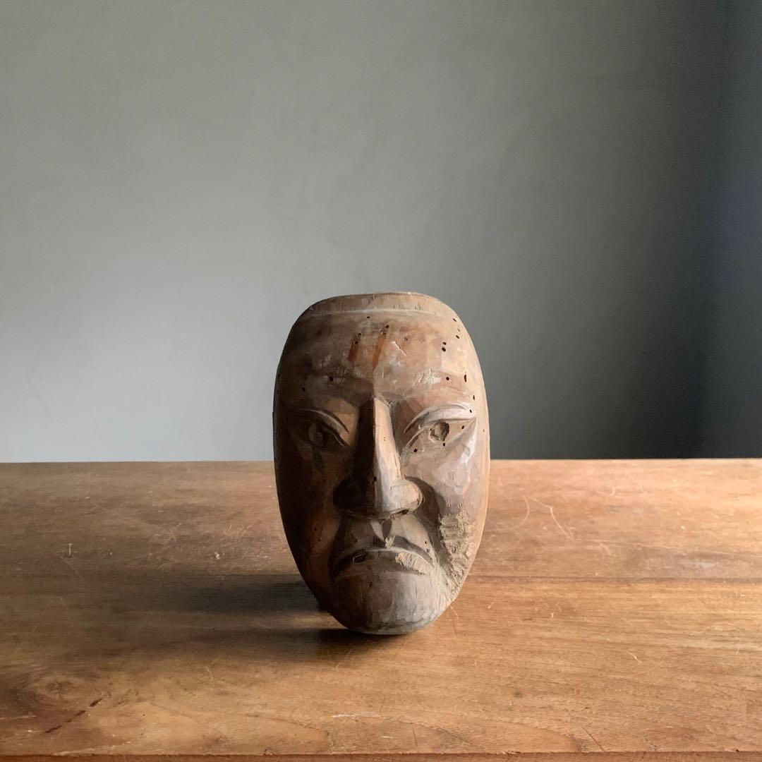 木彫 面型 ？ 古道具 木彫面 アンティーク 古美術 オブジェ 楽天市場】0286 木のオブジェ 木の飾り物置物 古道具 木 古民具 レトロ