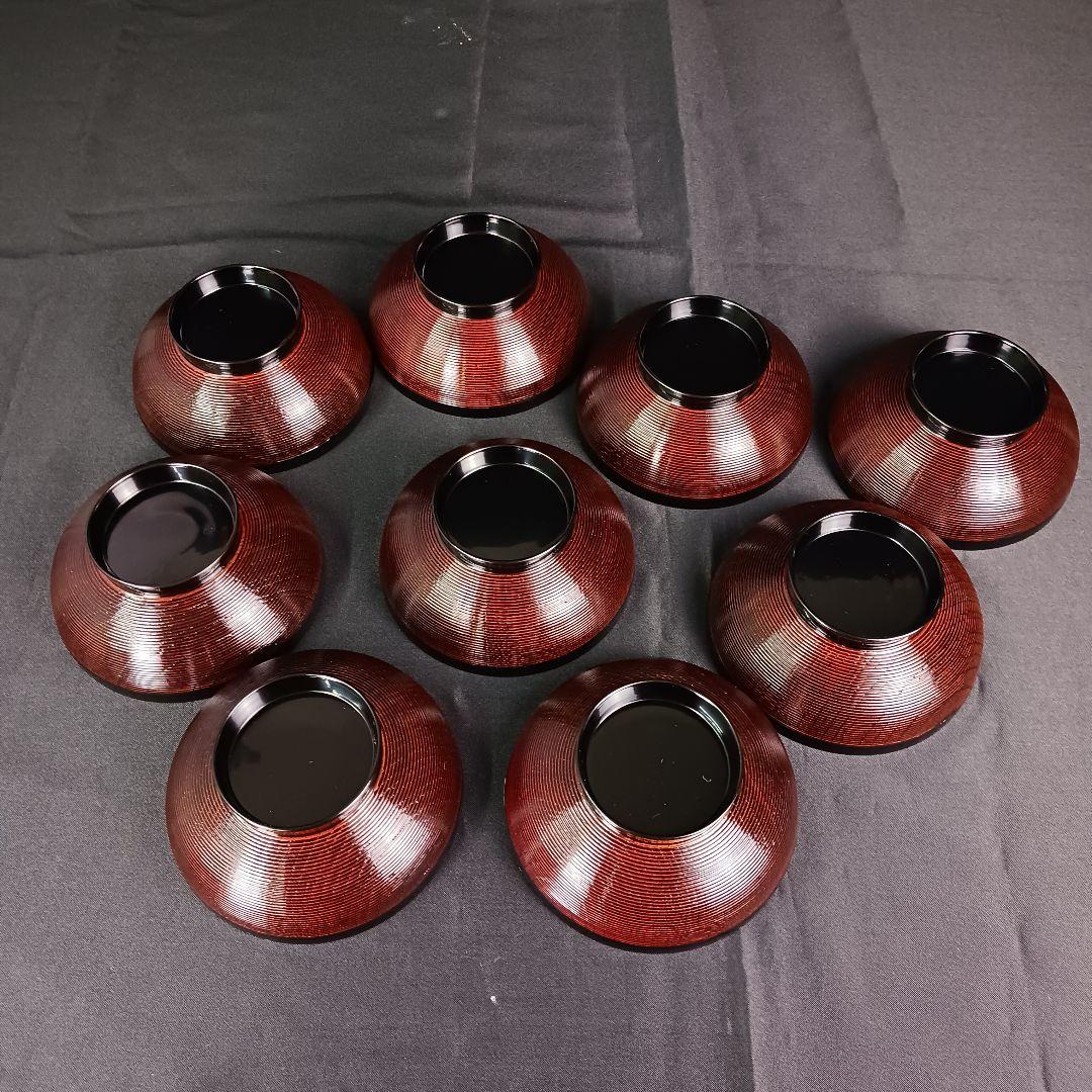 Y3112-1 漆器 貝づくし蒔絵 糸筋椀 9客 共箱 貝づくし蒔絵