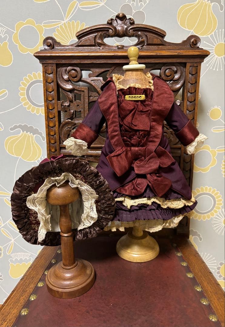 アンティークビスクドール ドレス&ボネセット 期間限定】ビスクドール プチサイズ ブリュ ドレス&ボネ リプロ 国内