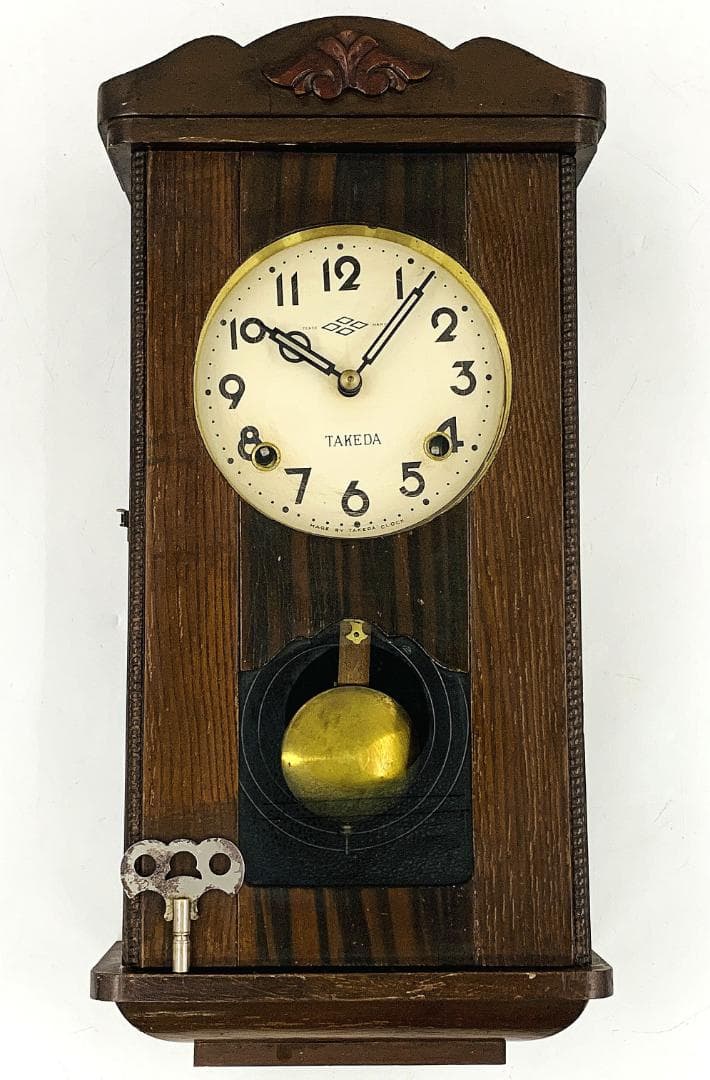 希少 古時計 TAKEDA ボンボン時計 ゼンマイ式 柱時計【稼働品】 - メルカリ