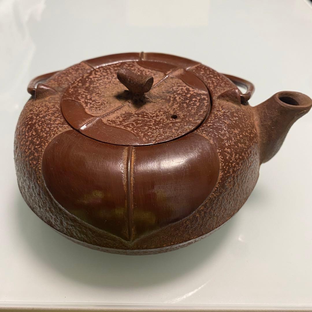急須 鉄瓶 南部鉄器『岩鋳造』 赤茶砂鉄 萬古焼 柿葉 - メルカリ