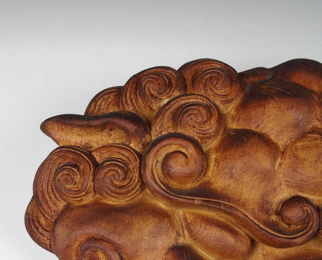 木彫 獅噛】魔除け 獅子噛み 社寺彫刻 宮彫り だんじり 山車 悪疫を