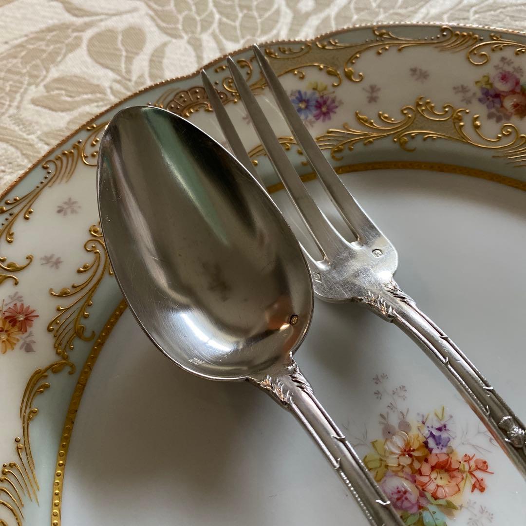 フランス／純銀】「ブランジェ」フォーク＆スプーン＋「エナン」スプーン