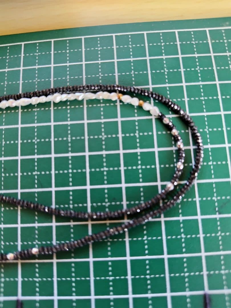 K18WG ブラックダイヤ　13.07ct、アコヤ真珠ケシパールの、セミロング