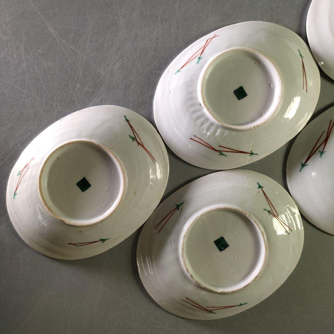 A1210-3/古九谷色絵花鳥文銘々皿5客/共箱/向付/飾
