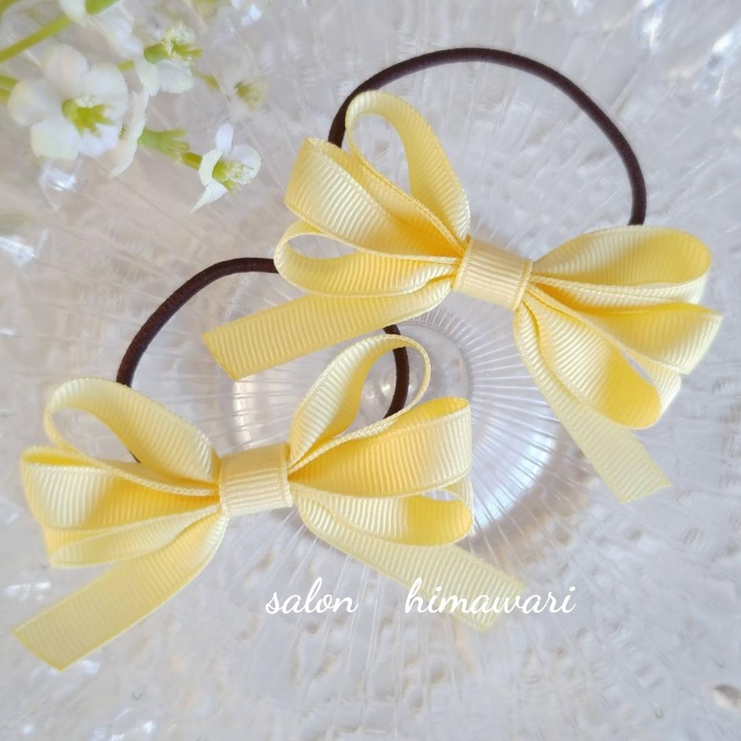 【イエロー】ナチュラルリボン♡ヘアゴム リリーリボン イエロー 黄色推し 参戦ヘアメ ライブ クラスカラー