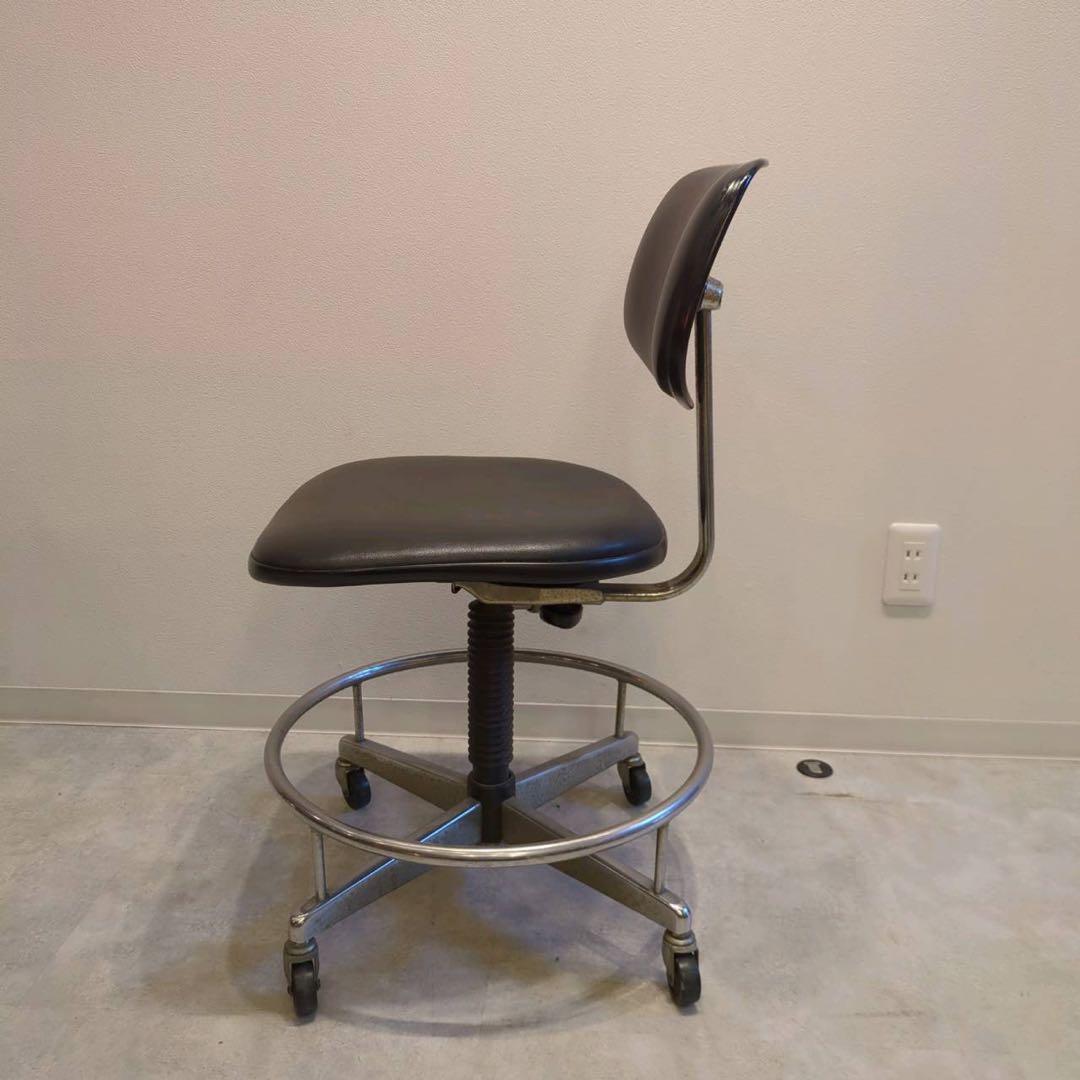 回転デスクチェア 事務椅子 昇降式 KOKUYO 黒 昭和レトロ 製図椅子