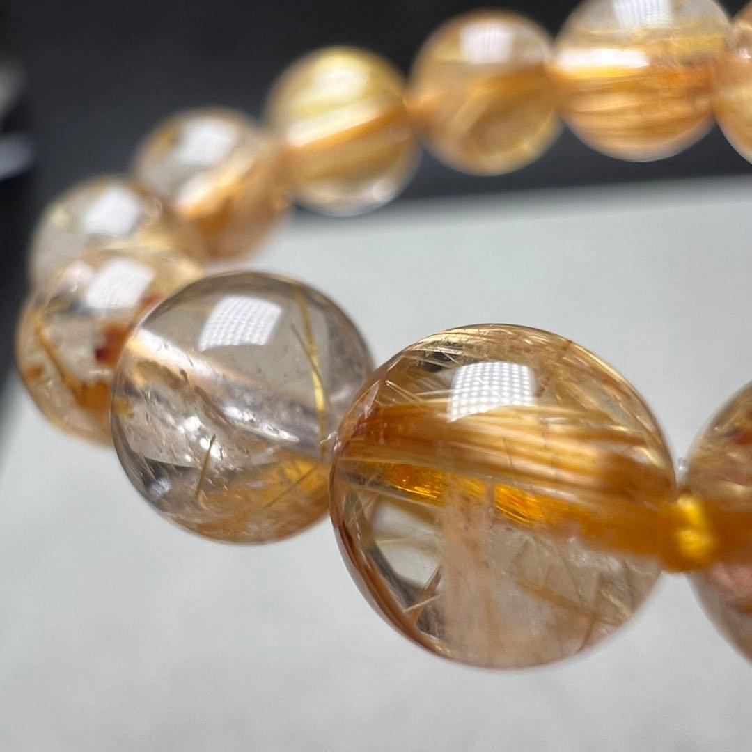 【73206】 高品質 ゴールドルチルクォーツ 6.7mm ブレスレット