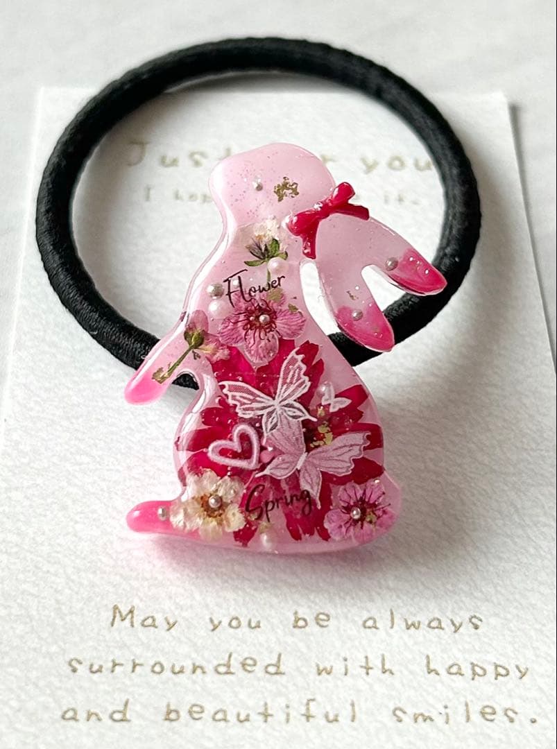 レジン＊垂れ耳うさちゃん フラワー ヘアゴム✧˚₊‧ꕥ - メルカリ