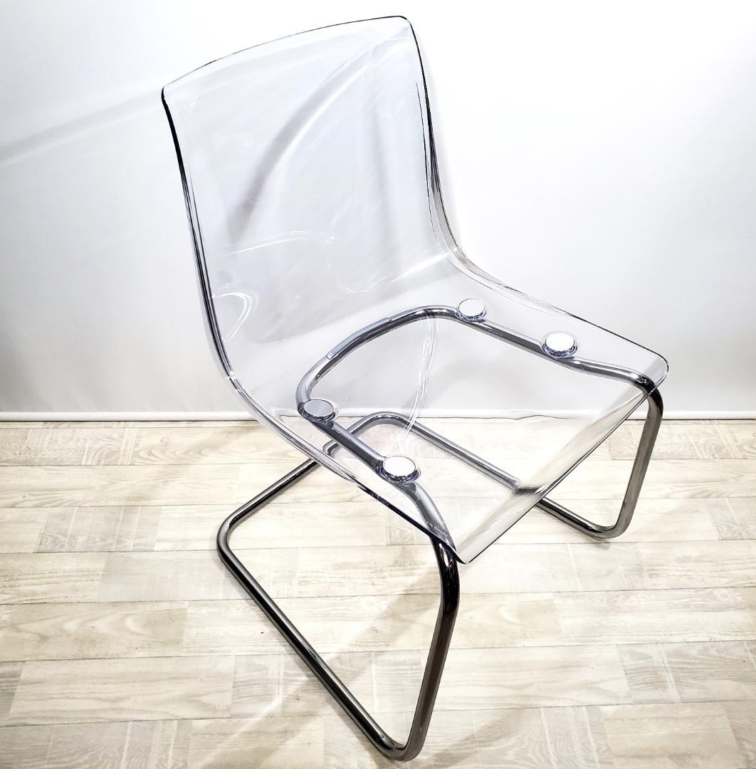 美品☆IKEA イケア☆TOBIAS トービアスチェア☆クリア クロムメッキ