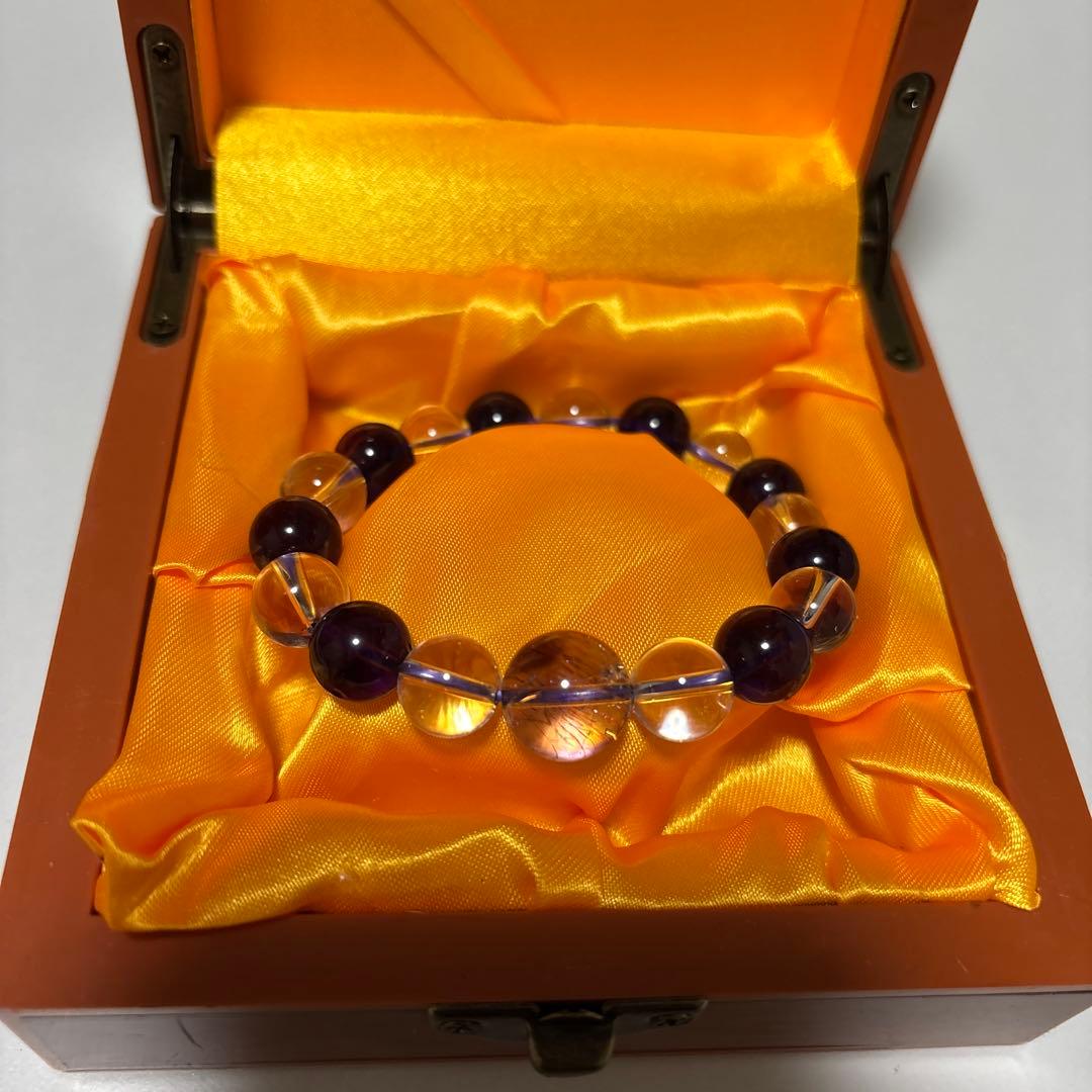 アメジストスーパーセブン×アメジスト×水晶　ブレスレット　16㎝ アメジスト 2月 誕生石 ヒーリング効果 ブレス