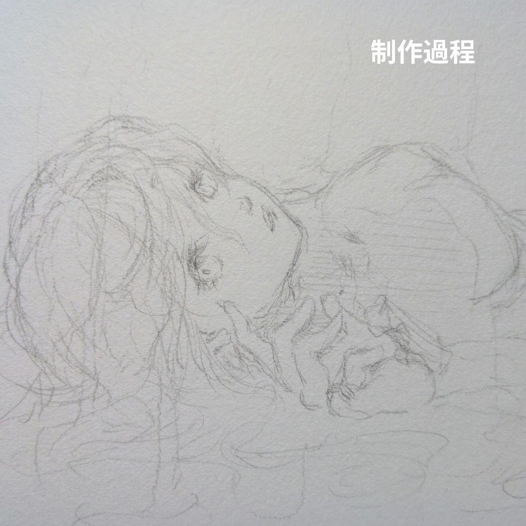 手描きイラスト オリジナル イラスト 水彩画 アナログ 色紙 原画