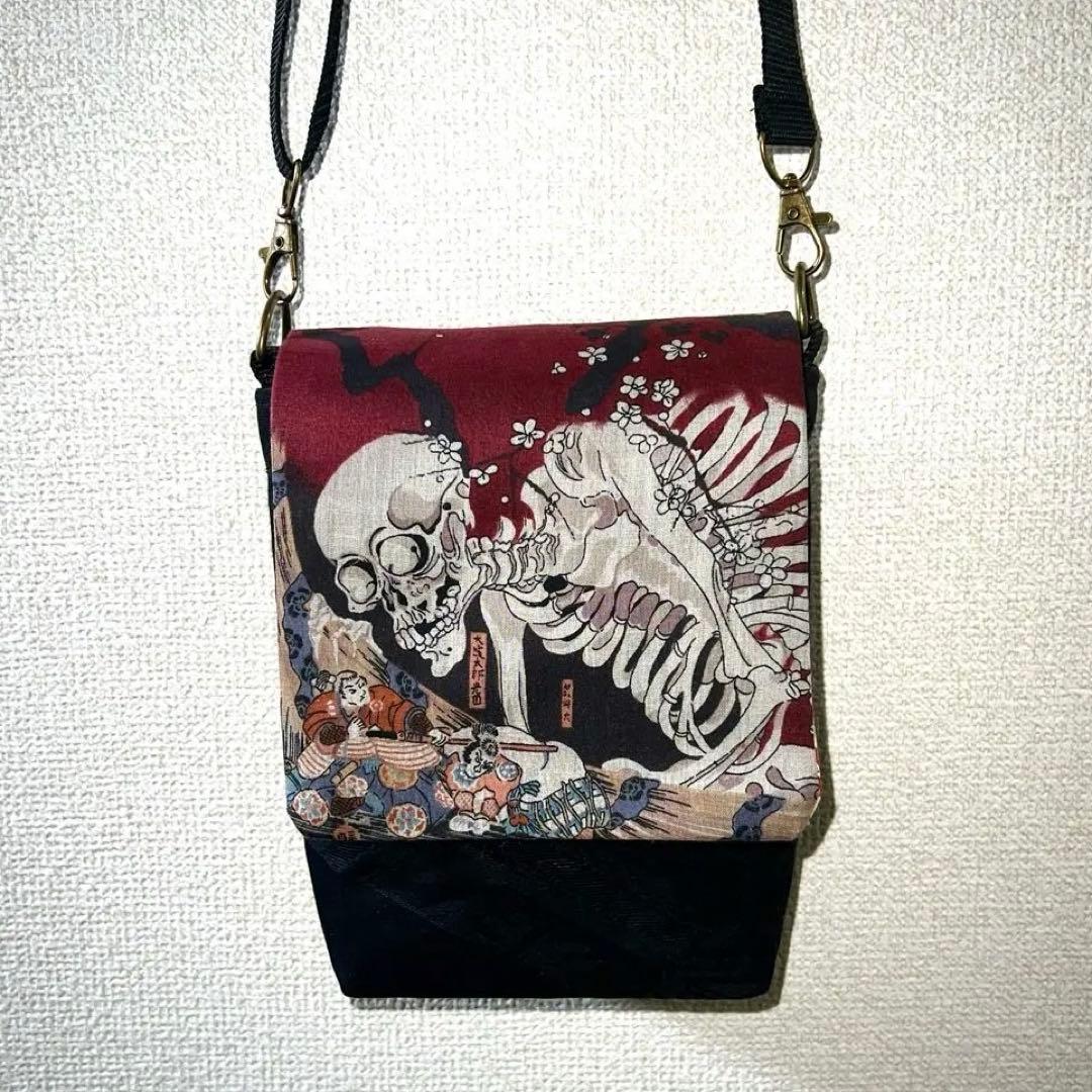 一点もの/相馬の古内裏＊がしゃどくろ＊ショルダーバッグ赤/浮世絵