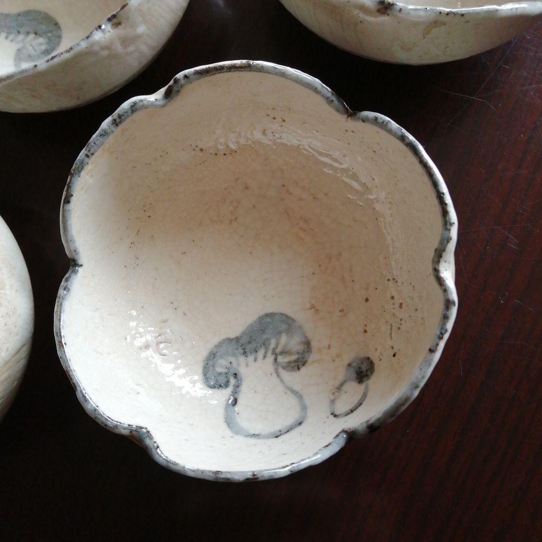 瀬戸焼　志野割山椒向付　7客　11.5cm　大正～昭和初期