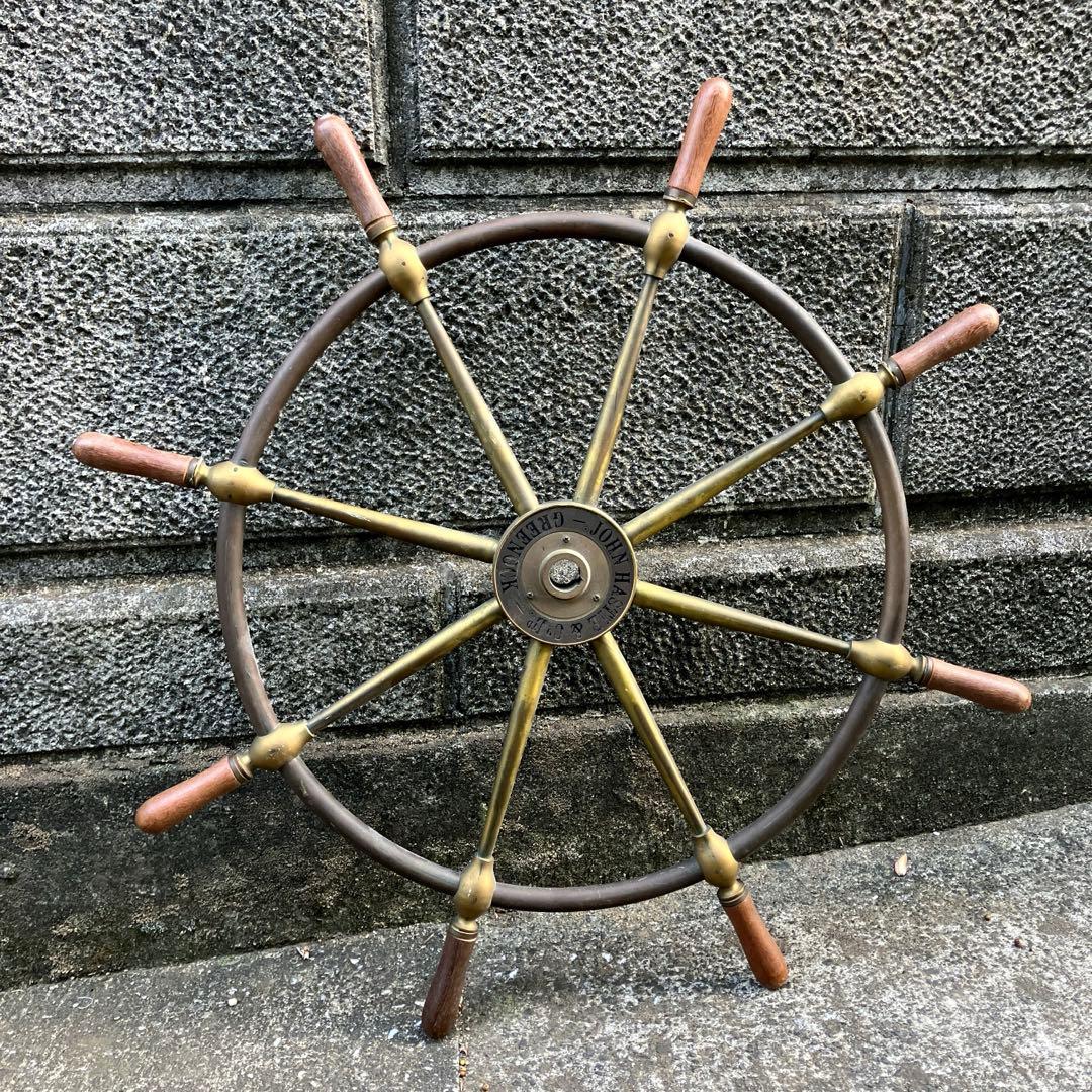 希少 船舶 John Hastie & Co. Ltd 舵輪 アンティーク 真鍮 - メルカリ