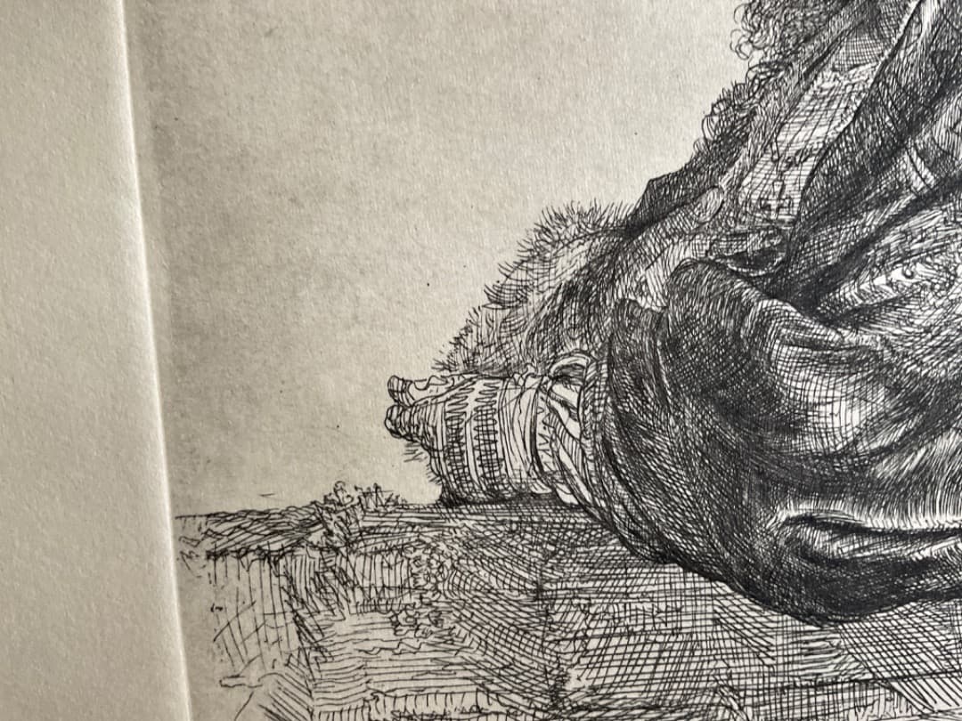 レンブラント 寄りかかる自画像1639年 エッチング レンブラントハウス