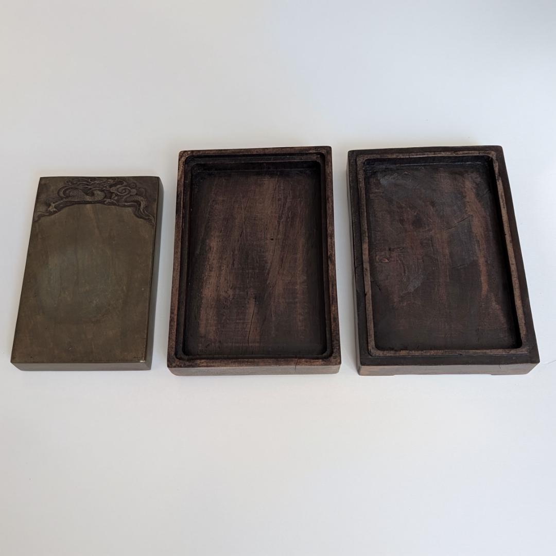 龍彫刻】硯（すずり） 木箱付き 書道具 骨董 アンティーク - メルカリ