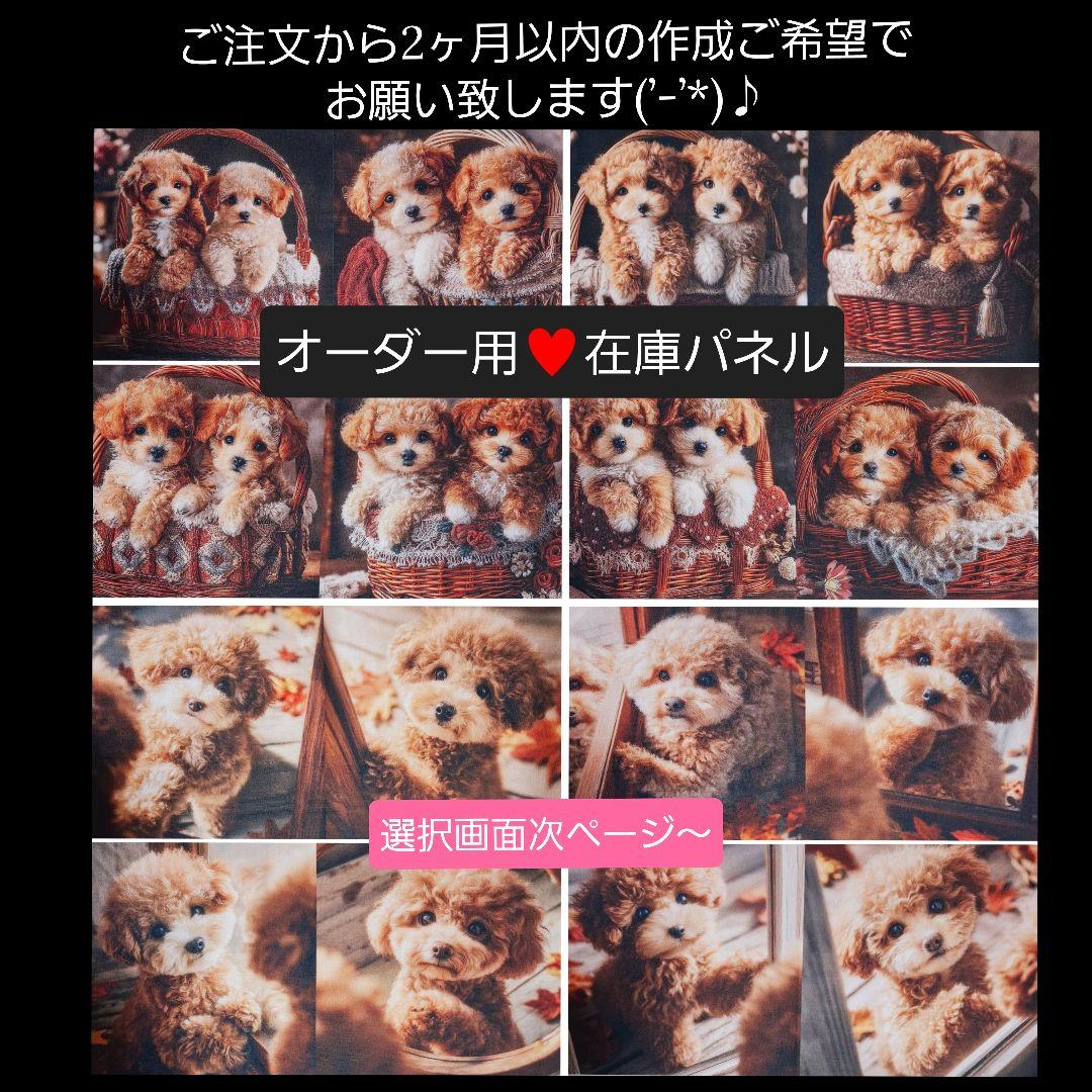 あゆちょハンドメイド用オーダー用パネル♥️可愛いトイプードル12月1日在庫分 🐶新作刺繍データできました🧵 ハートを抱えたトイプードル。 お名前