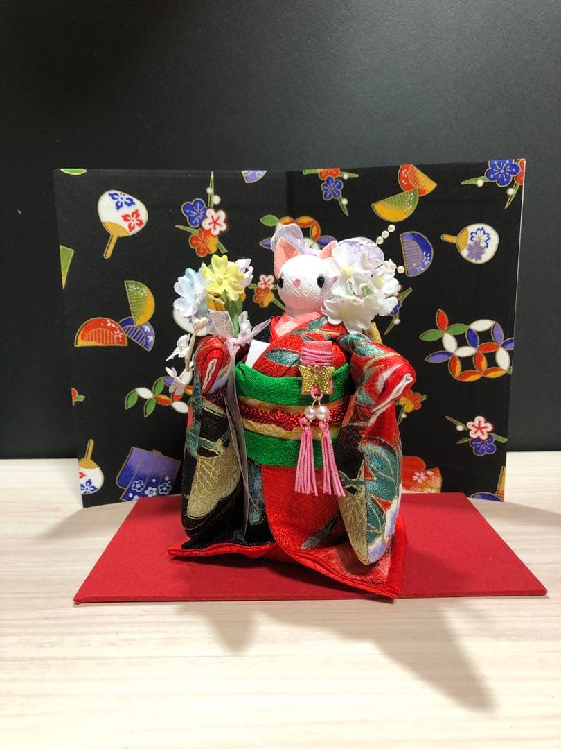 創作ねこさん人形 古布 着物 ちりめん ハンドメイド ちりめん細工