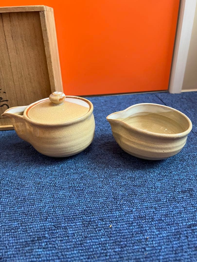 1441 萩焼 指月窯 波多野善蔵 茶器セット 宝瓶1 湯冷まし1 湯呑6