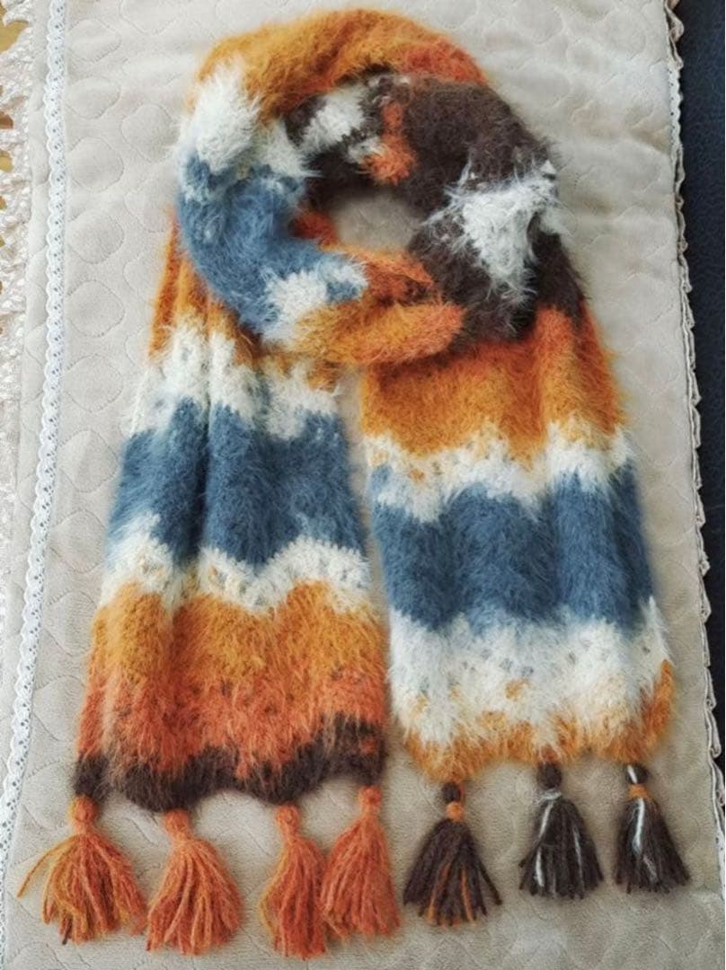 手編みマフラー 秋冬大活躍 マフラー #460 手編みのマフラー SELECT COLLECTION : 森の広場ヤフーショップ - 通販