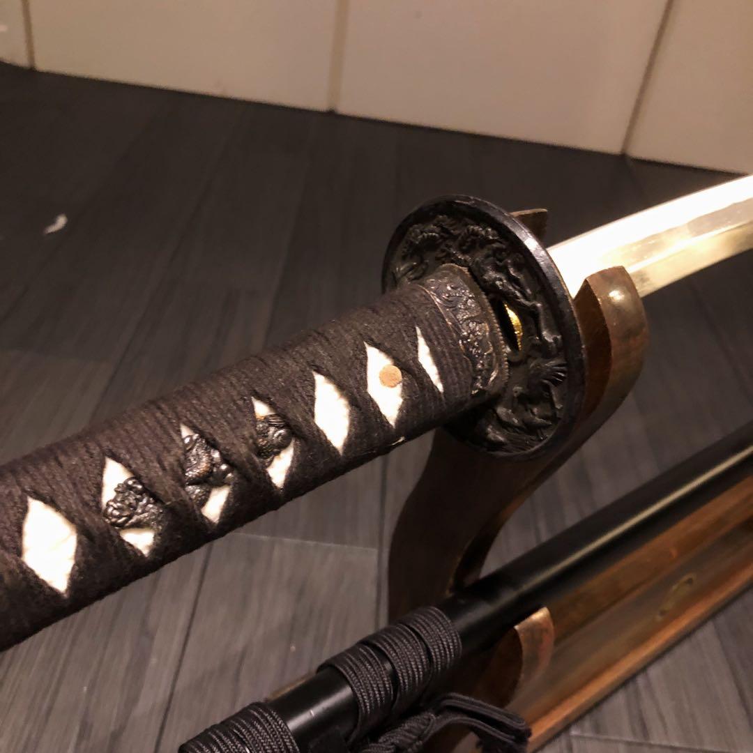 高級模造刀 居合刀 優波紋 黒拵え 太刀 美術品・アンティーク