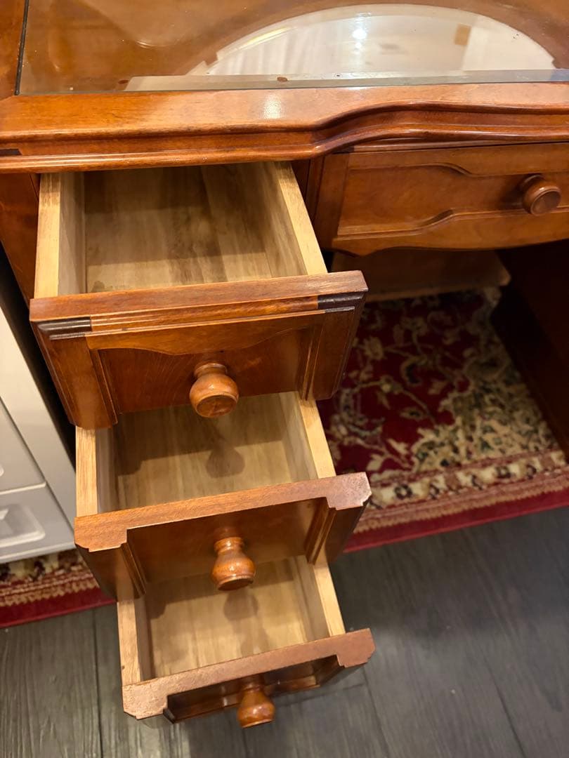 アメリカンヴィンテージ ドレッサー 円鏡 バニティデスク 無垢材