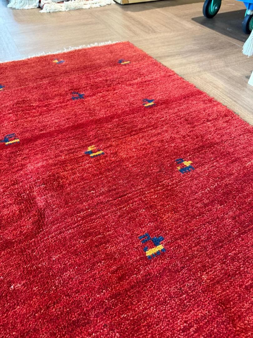 手織り 250x203cm ギャッベ ペルシャ絨毯 ギャッベ リビング レッド