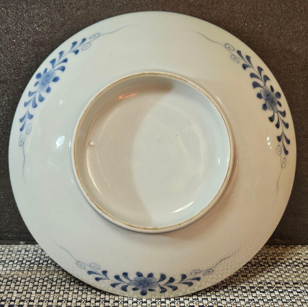 名品❗】江戸時代後期　後期鍋島　藍鍋島　染付　若松図　16.1cm 櫛高台皿