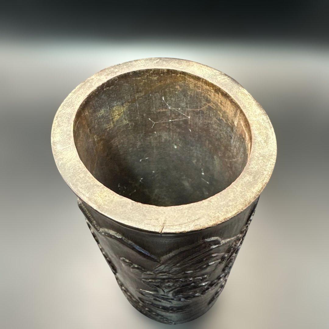 中国，竹彫刻，彫刻，置物，筆入りの通販はau PAY マーケット - 輸入