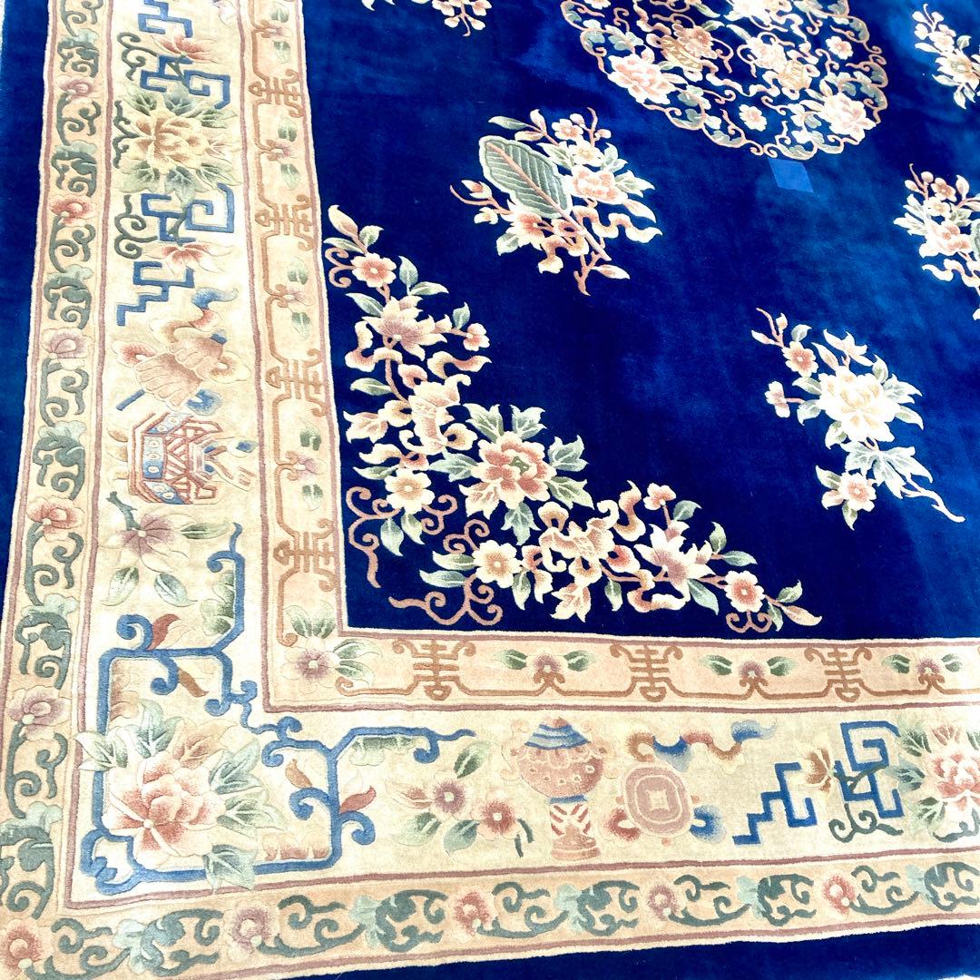 大幅値引✨】中国 段通 花柄 絨毯 2.75m x 3.75m 緞通 肉厚 - メルカリ