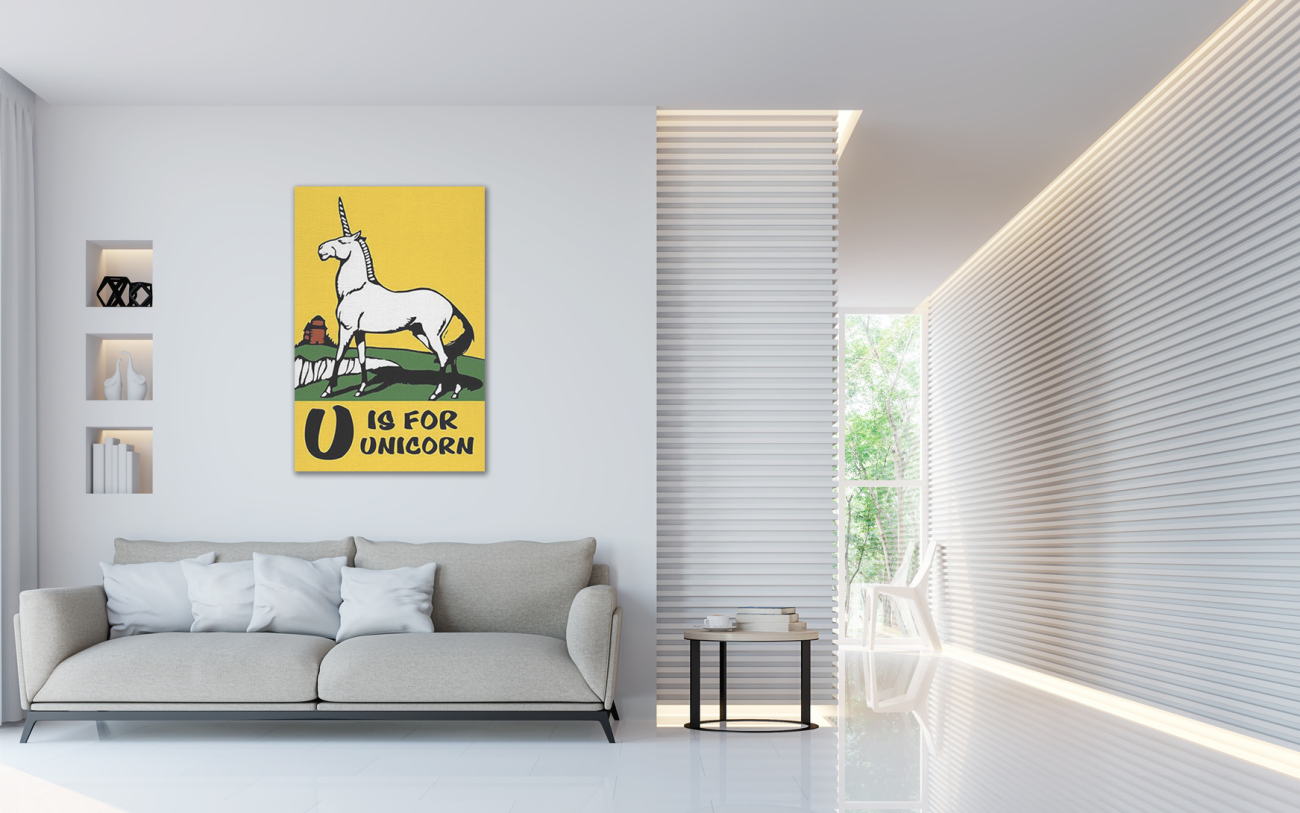U IS FOR UNICORN FINE ART CANVAS PRINT (20″X30″)