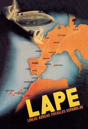 LAPE - Spanish Postal Airlines European Routes(20" x 30") Canvas Wall Art