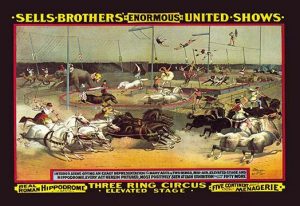 Sells Brothers' Enormous United Shows: Three Ring Circus(20" x 30") Canvas Wall Art